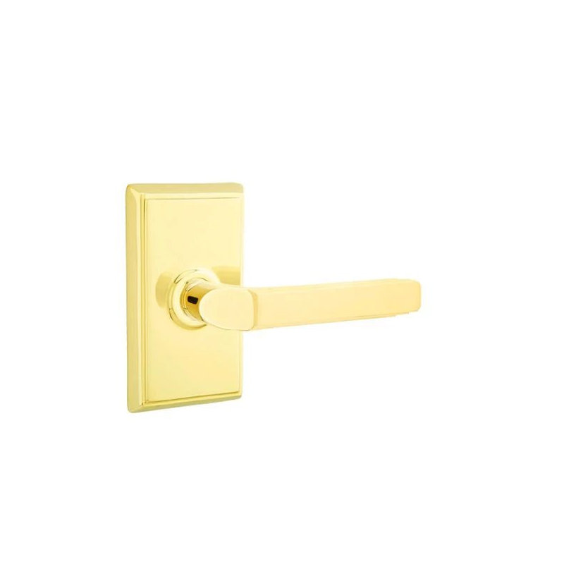Mortaise intérieure Emtek avec rosette rectangulaire et levier Milano, Gauche, Nickel poli