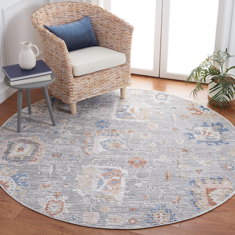 Eternal Performance Floral Rug, Round 6'7"