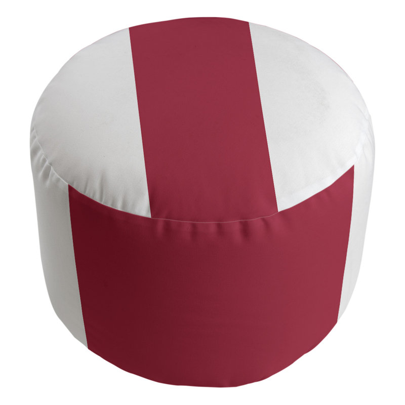Repose-pieds carré à rayures 20,5 po, Blanc / rouge pourpre