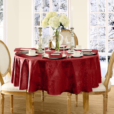 Burchfield Solid Floral Jacquard Damask Polyester Tablecloth