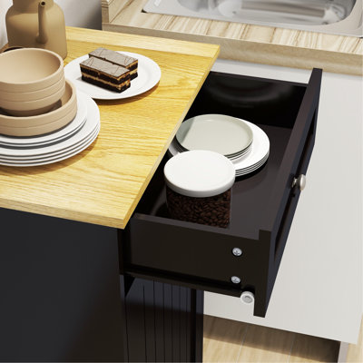 Armoire poubelle de cuisine inclinable noire, à densité moyenne qui ne se déformera pas, cache et garde bien peinte E1, peut contenir de la nourriture pour animaux, manuel d'assemblage inclus