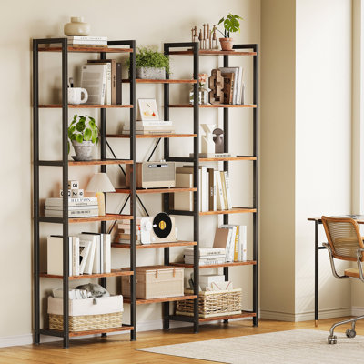 Matteo Bookcases And Bookshelves Triple Wide 6 Tiers Modern Bookshelf,Etagere Bookshelf Open Display Shelves With Metal Frame For Living Room Bedroom Home Office