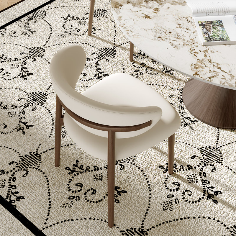Stone Round Boydton With 4/6 Premium Solid Wood Leather Upholstered Dining Chairs For Kitchen/Dining Room, Sand