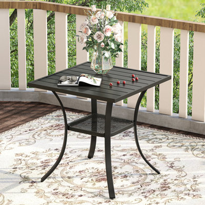 Tekeyla Square Steel Outdoor Dining Table , 27.6 " W 27.6 " D