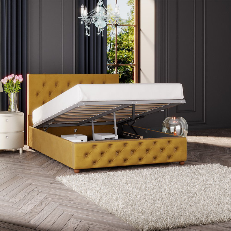 Upholstered Ottoman Bed, Kingsize (5'), Ochre