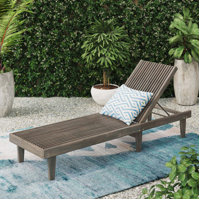 Cadain 78.75" Long Reclining Acacia Single Chaise