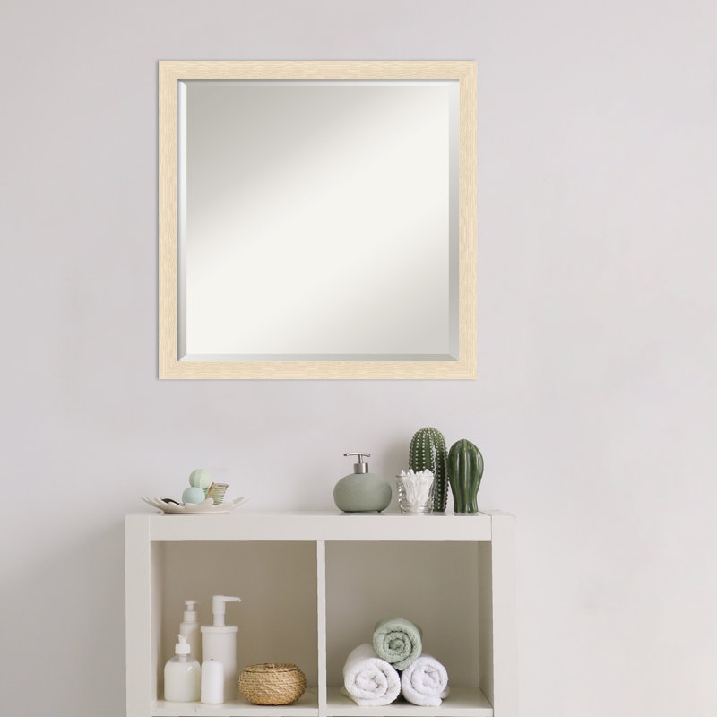 Miroir mural en bois Jobany, Brun clair, 22 po x 22 po, Carré
