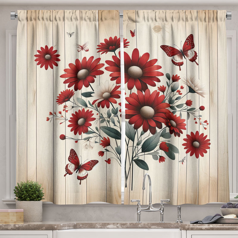 Rustic Kitchen Curtain, 55" W x 39" L