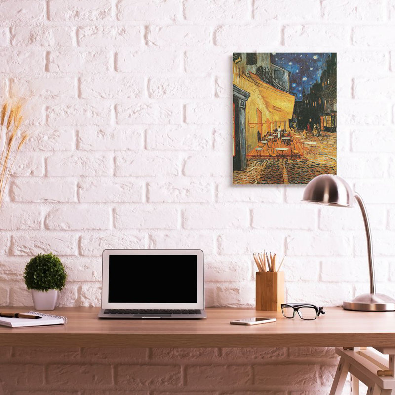 «Cafe Terrace at Night Traditional» par Vincent Van Gogh - impression d'art graphique, H 30 po x l 24 po x 1,5 po