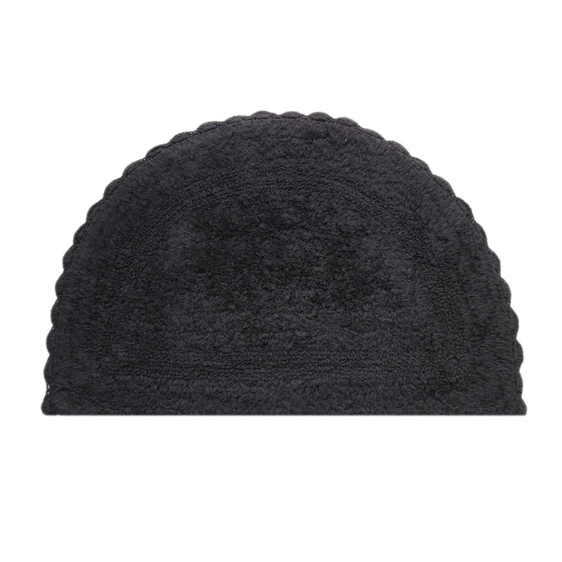 Tapis de bain demi-cercle en dentelle crochetée, Noir