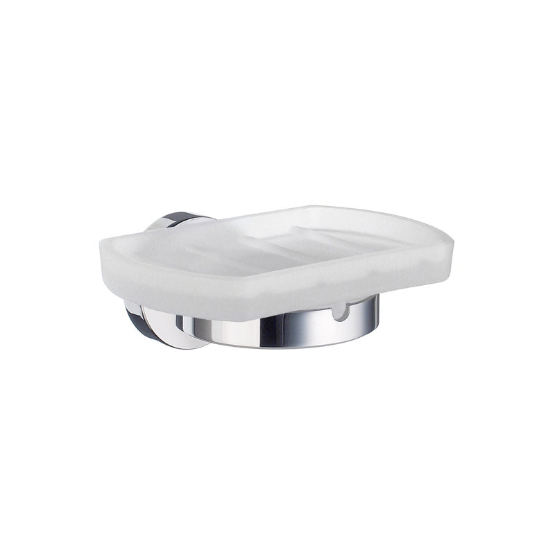 HOME collection wall mounted soap dish- & frosted glass, Polished Chrome