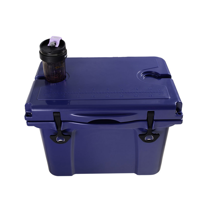Glacière portative 25 pte avec rétention de froid de 5 jours, porte-gobelet et drainage en forme de V rapide. Idéal pour le camping en bord de mer, capacité rigide de 30 canettes, support. Convient