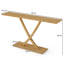 Console 57 pouces en bois massif avec structure en bois de teck et motif géométrique