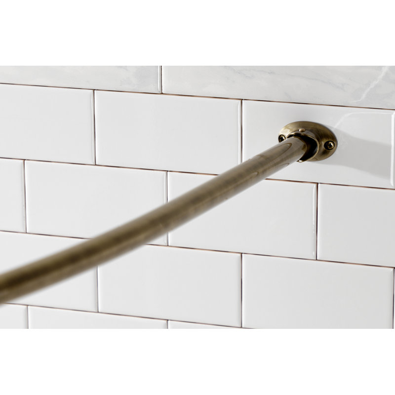 Antique Brass Adjustable Curved Shower Curtain Rod