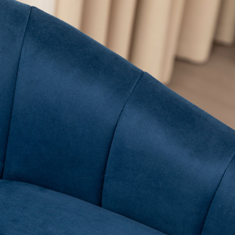 Johnnice 68.6cm Velvet Upholstered Bar Stool with Gold Frame, Blue