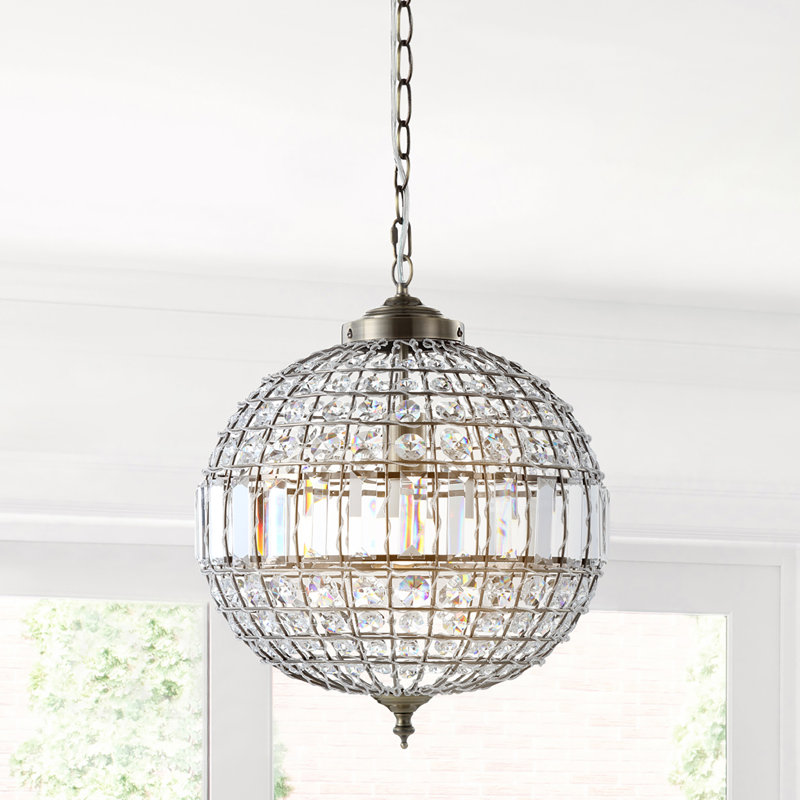 Tatianna 1 - Light Antique Brass/Clear Pendant, 19" H x 16" W x 16" D