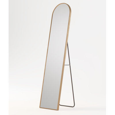  Skinee Floor Mirror in a Gold Aluminum Frame, 14"x60"
