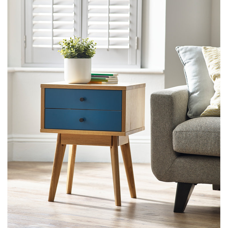 Mccoy End Table, Blue/Oak
