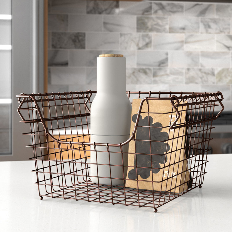 Panier en métal empilable Albie, H 8,5 po x l 13 po x P 13 po, Bronze