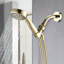 Douche à main haute avec 5 modes - pomme de jet de 3,5 po de diamètre, bonne résistance à la chaleur, débit et motif réglables, comprend pomme de douche à mode boyau poli doré, fixation murale, débit d'eau, bras-117060412