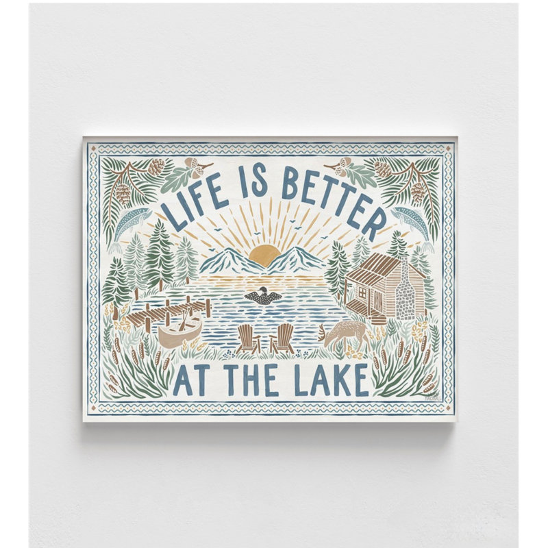 «Lakeside Days I» par Laura Marshall, impression d'affiche de forêt sauvage rustique, art mural Airbnb, chalet chalet d'entrée