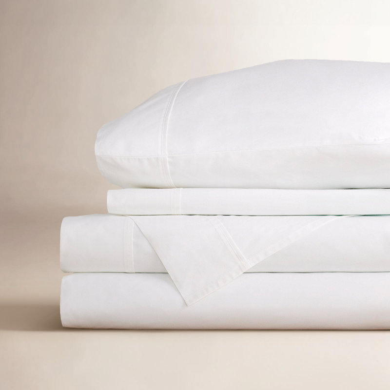 Coyer Classic Cotton Percale Sheet Set, White, Queen Sheet Set + 1 Fitted Sheet + 2 Pillowcases