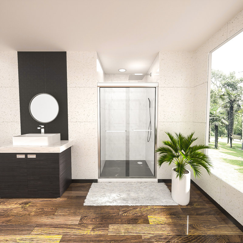 Finish Semi- Bypass Shower Door 48"X76 48" W Enclosure 76" H, Bypass, , Shock Absorbing