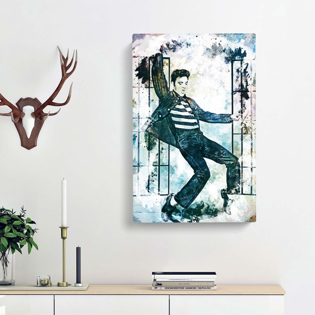 Elvis Presley Dancing in Abstract - Wrapped Canvas