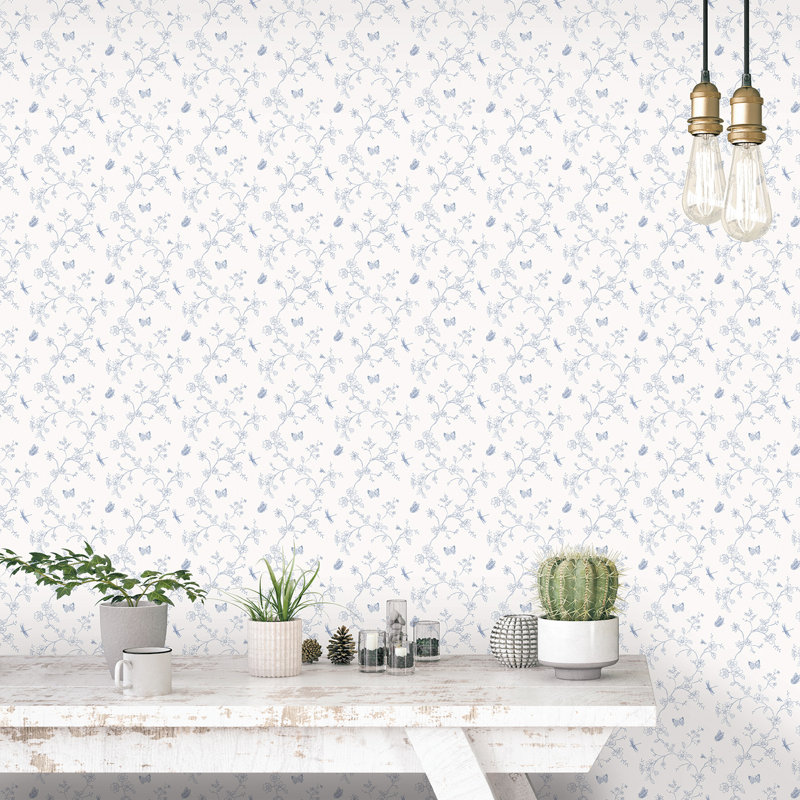 Santa Ana 10m x 53cm Matte Wallpaper Roll, Blue/White