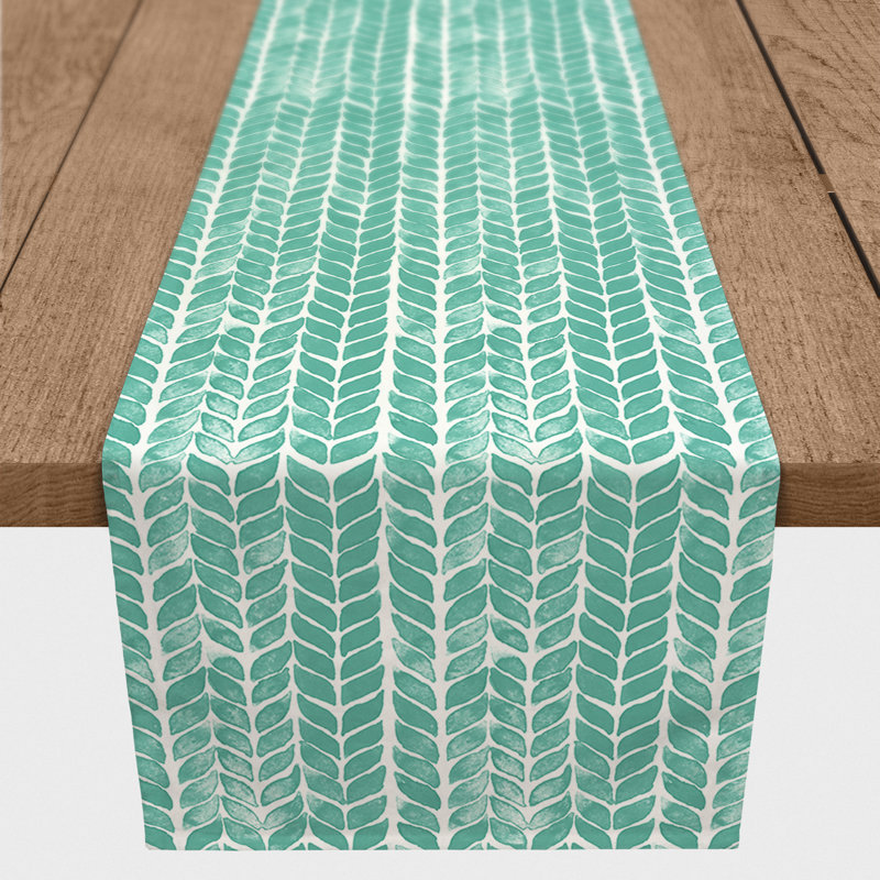Chemin de table rectangulaire en polyester Cenya, 72 po x 16 po, Bleu sarcelle