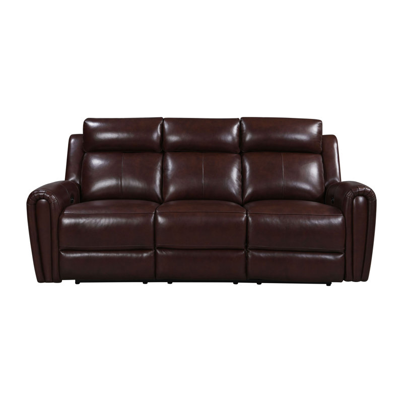 Jaberi Upholstered 82'' Power Reclining Sofa, Brown Genuine Leather