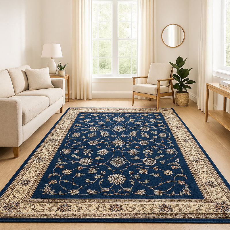 Tapis oriental bleu marine / bourgogne / beige Weisgerber, Rectangle 7 pi 9 po x 11 pi