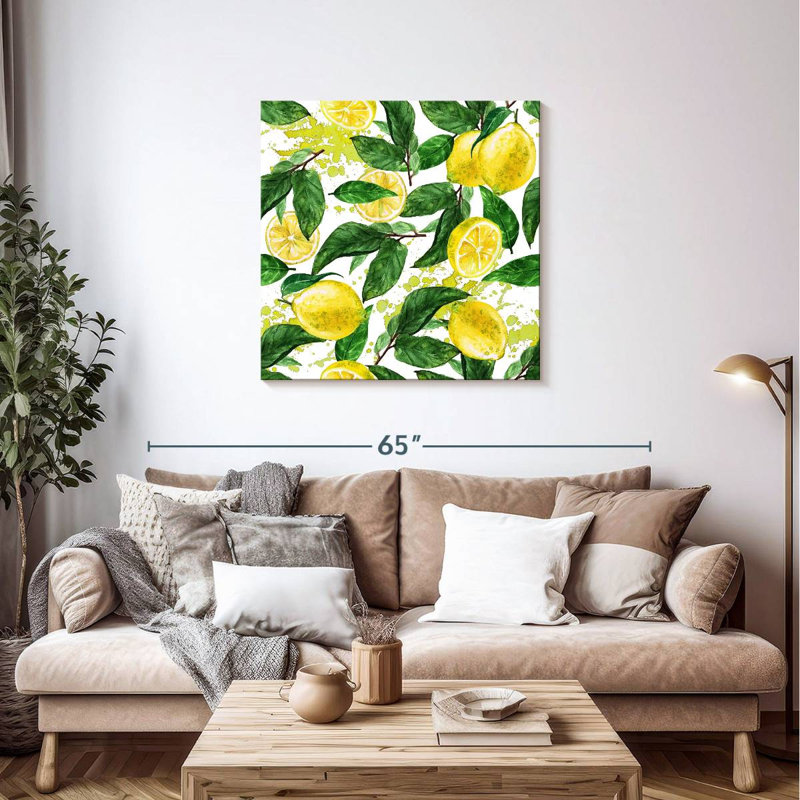 Yarlin Lemon Leaves Pattern, 36" H x 36" W