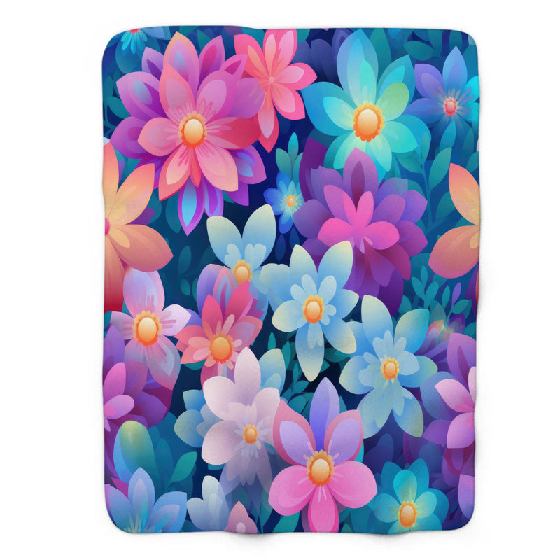 Jeté Whimsical Periwinkle Blooms - 1 pièce Sher, L 50 po x L 60 po