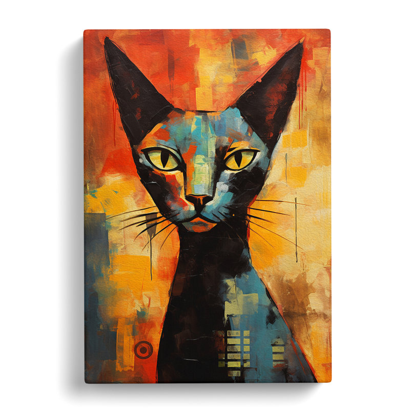 Egyptian Cat Gestural - Wrapped Canvas, 76cm H x 50cm W x 3cm D