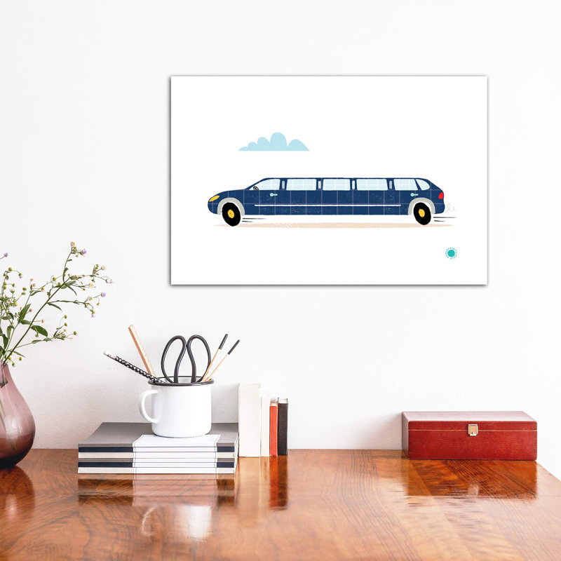 Limo - impression d'art graphique, Toile tendue, H 12 po x l 18 po x 1,5 po, Pas de tapis