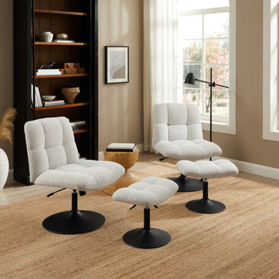 Chaise d'appoint rembourrée pivotante avec repose-pieds