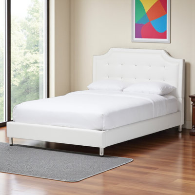 Dawn Full-Size Modern Bed with Upholstered Headboard in White Finish by Lark Manor
