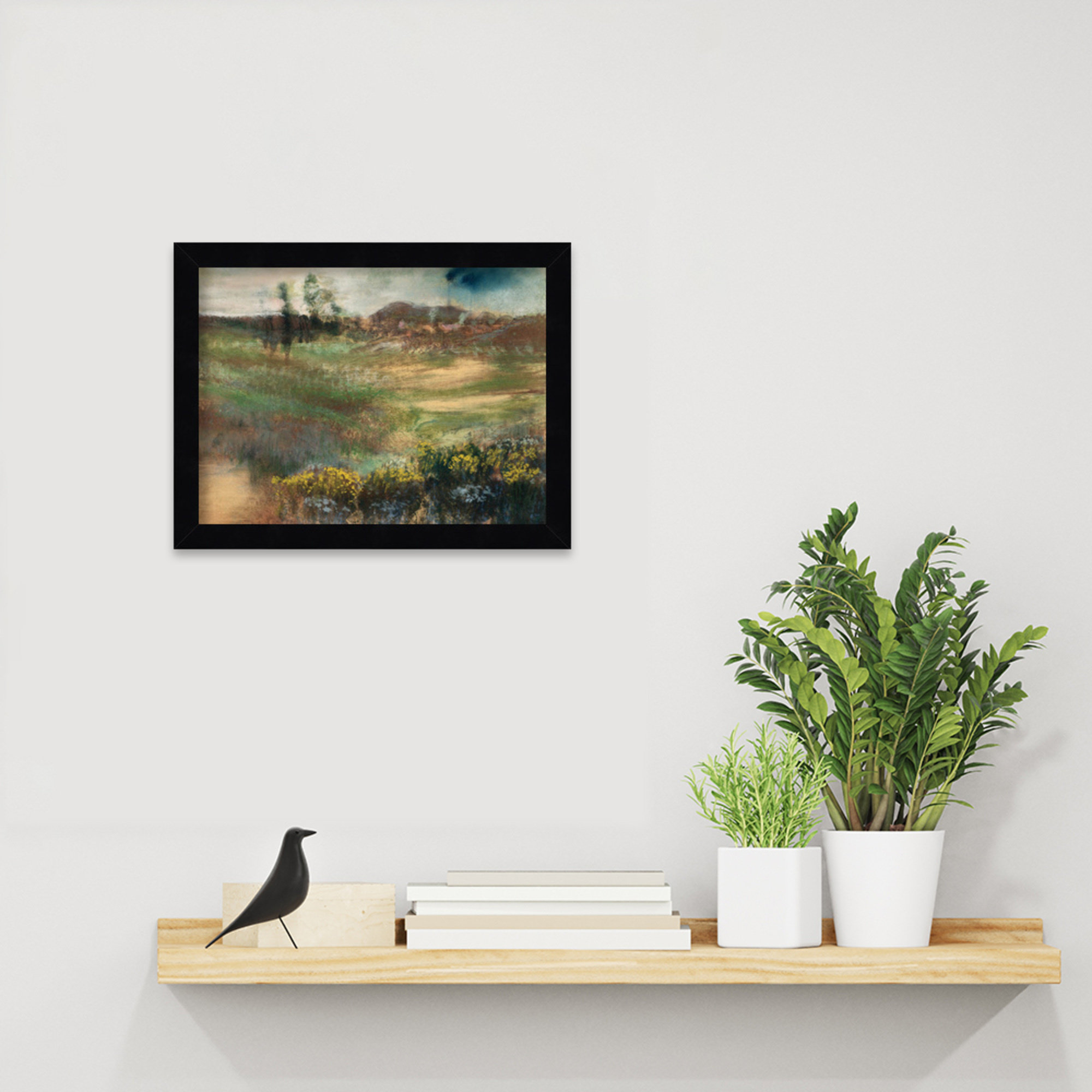 Edgar Degas's Landscape With Smokestacks 1890 by The Art Institute Of Chicago, Black Framed, 10" H x 13" W