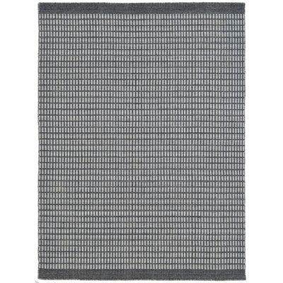 Meraki 02 Hand Loomed Geometric Area Rug in Black Stone/Ivory