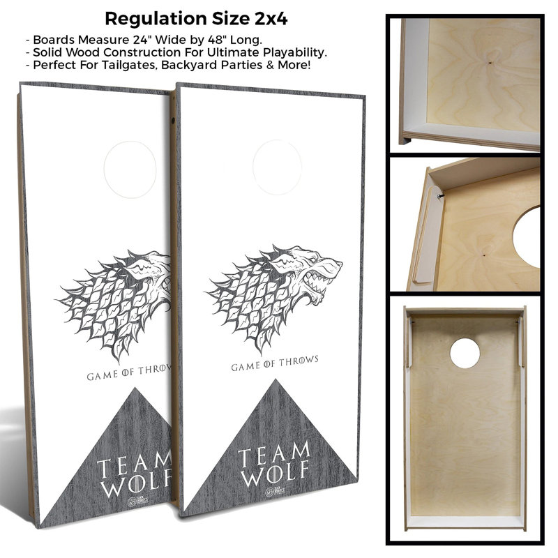 2' X 4' Game Of Throws Team Wolf Cornhole Board Set With Case And Lights