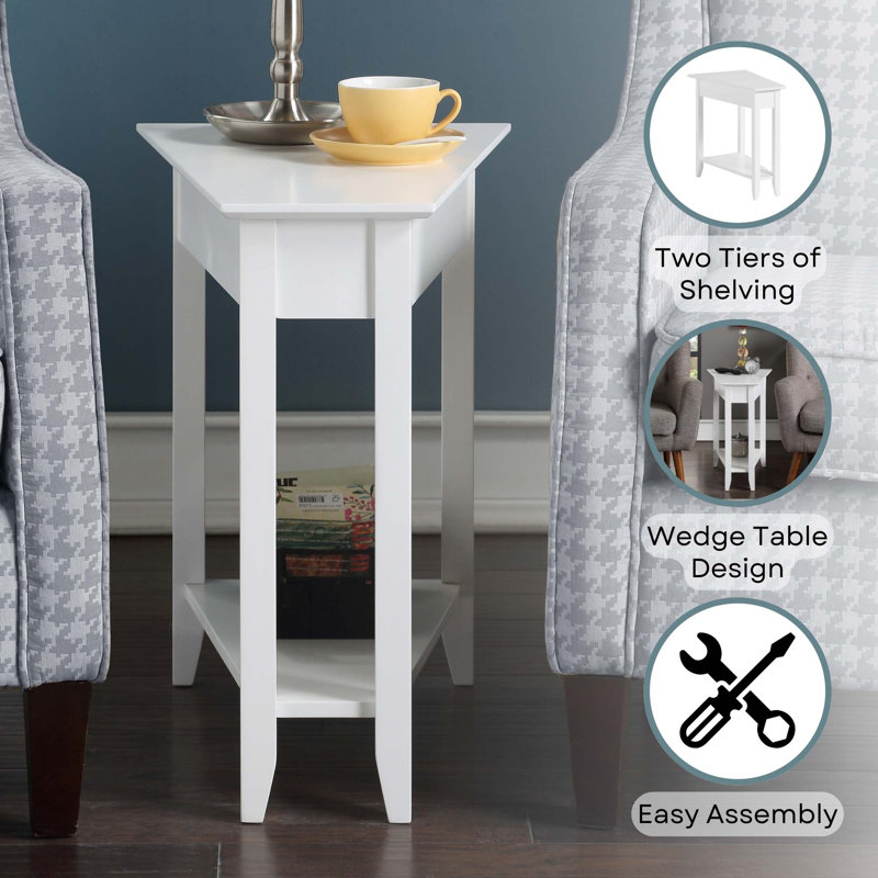 Carbin 24" Tall End Table with Shelf, White
