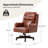 Heeg Traditional 42.5"H Genuine Leather Swivel Tilting Office Chair with Adjustable Headrest and Solid Wood Legs-1489159052