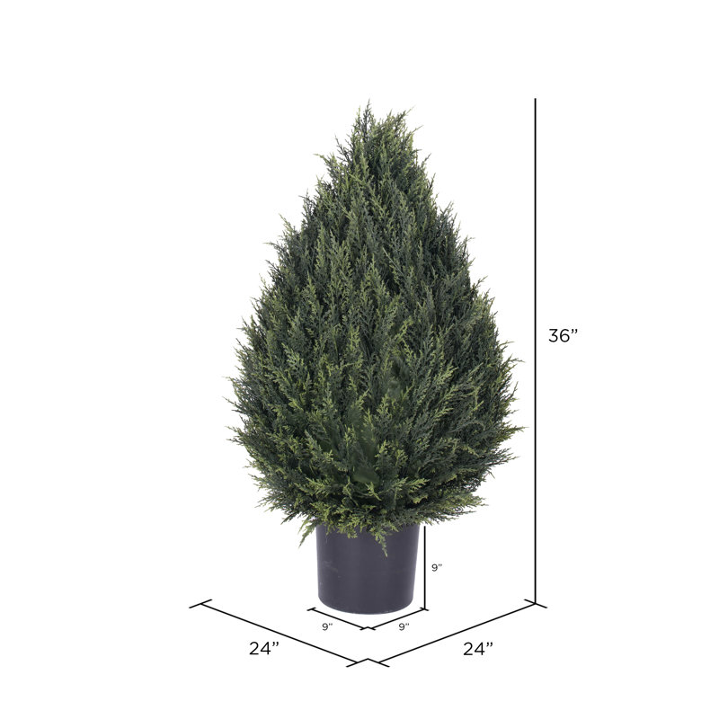 36'' Faux Pine Topiary in Pot