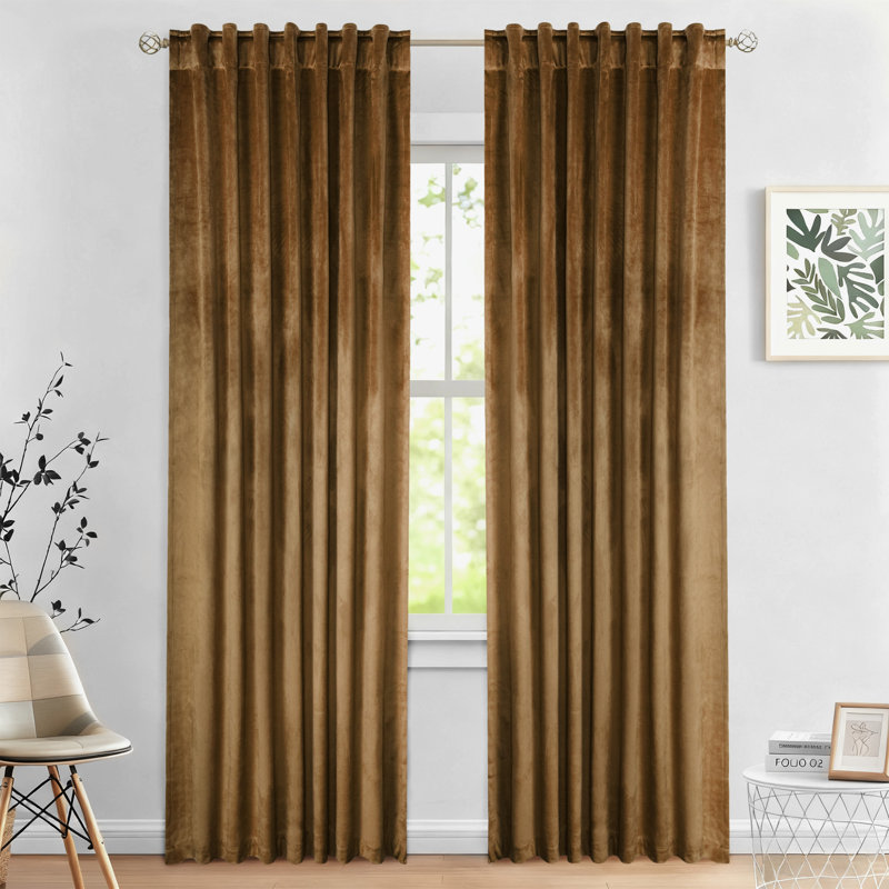 Soft Luxurious Velvet Back Tab Blackout Room Darkening Curtain Pair, Gray, 52" W x 108" L