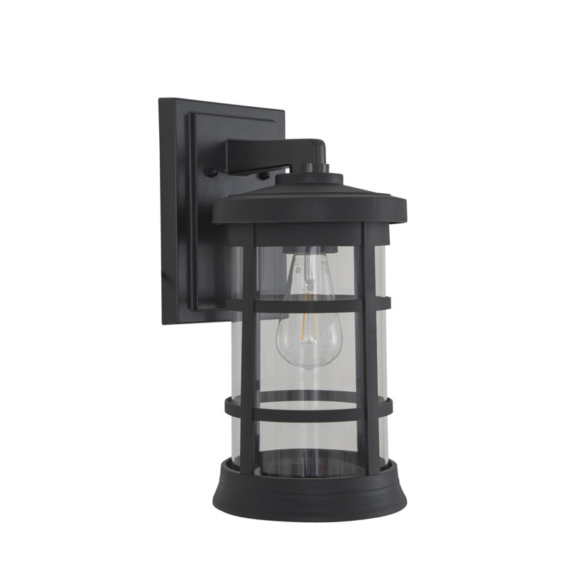 Outdoor Lantern Acrylic Wall Light, Matte Black, 15" H x 7.13" W x 7.13" D