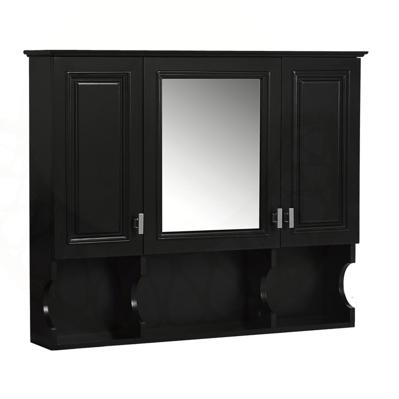 Armoire à pharmacie murale 35 po x 28 po avec miroir et tablettes ouvertes, solution de rangement moderne pour les petits espaces