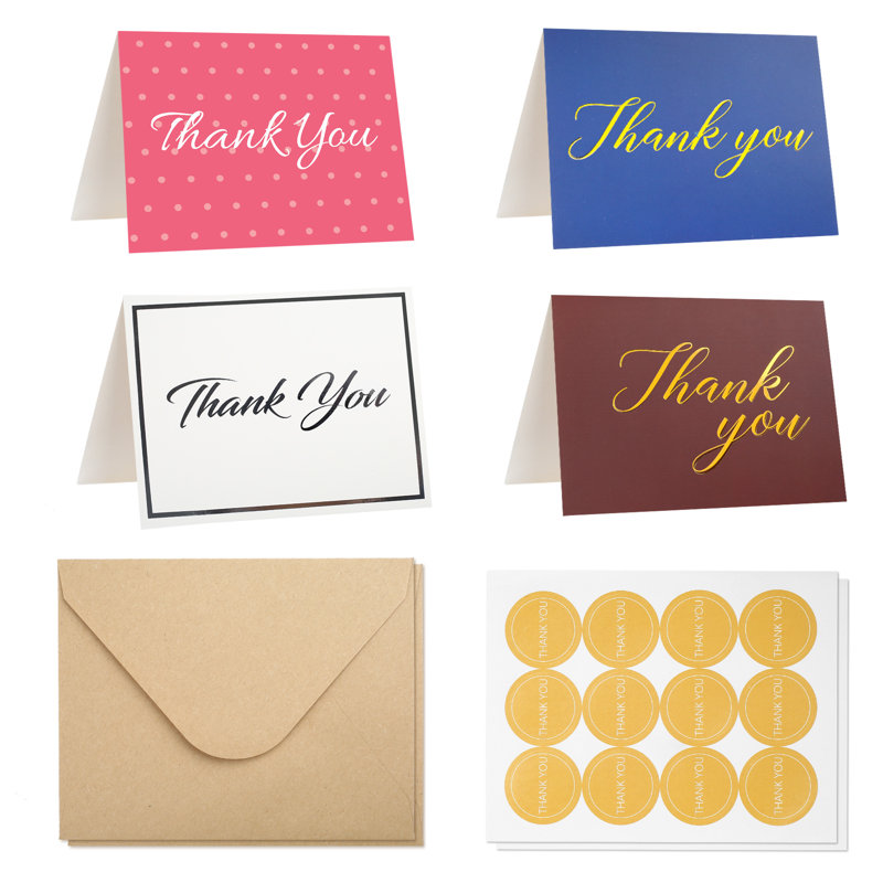 Cartes de remerciement avec enveloppes et autocollants