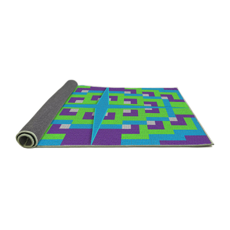 Tapis à motifs vert/bleu/mauve zone mauve, Rond 4 pi