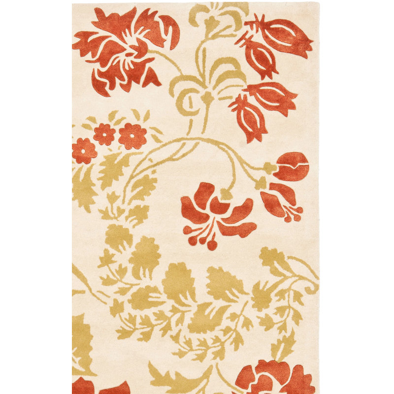 Tapis beige / rouille en laine touffeté à la main Cerda, Tapis de couloir 2 pi 3 po x 9 pi